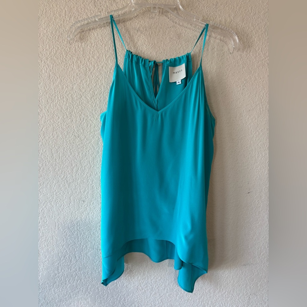 Mason 100% Silk Blouse Aquamarine Blue Size 4